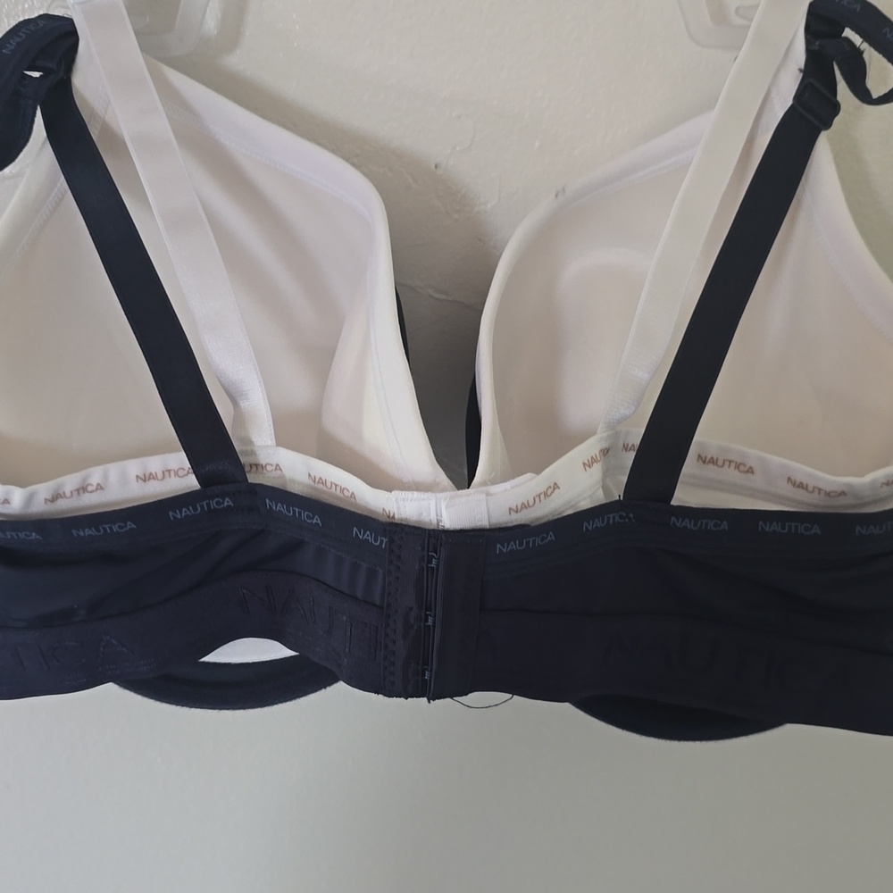 Nautica Navy White 40DD Smooth Molded Underwire Bra 2 Pack NWT - Picture 5 of 7